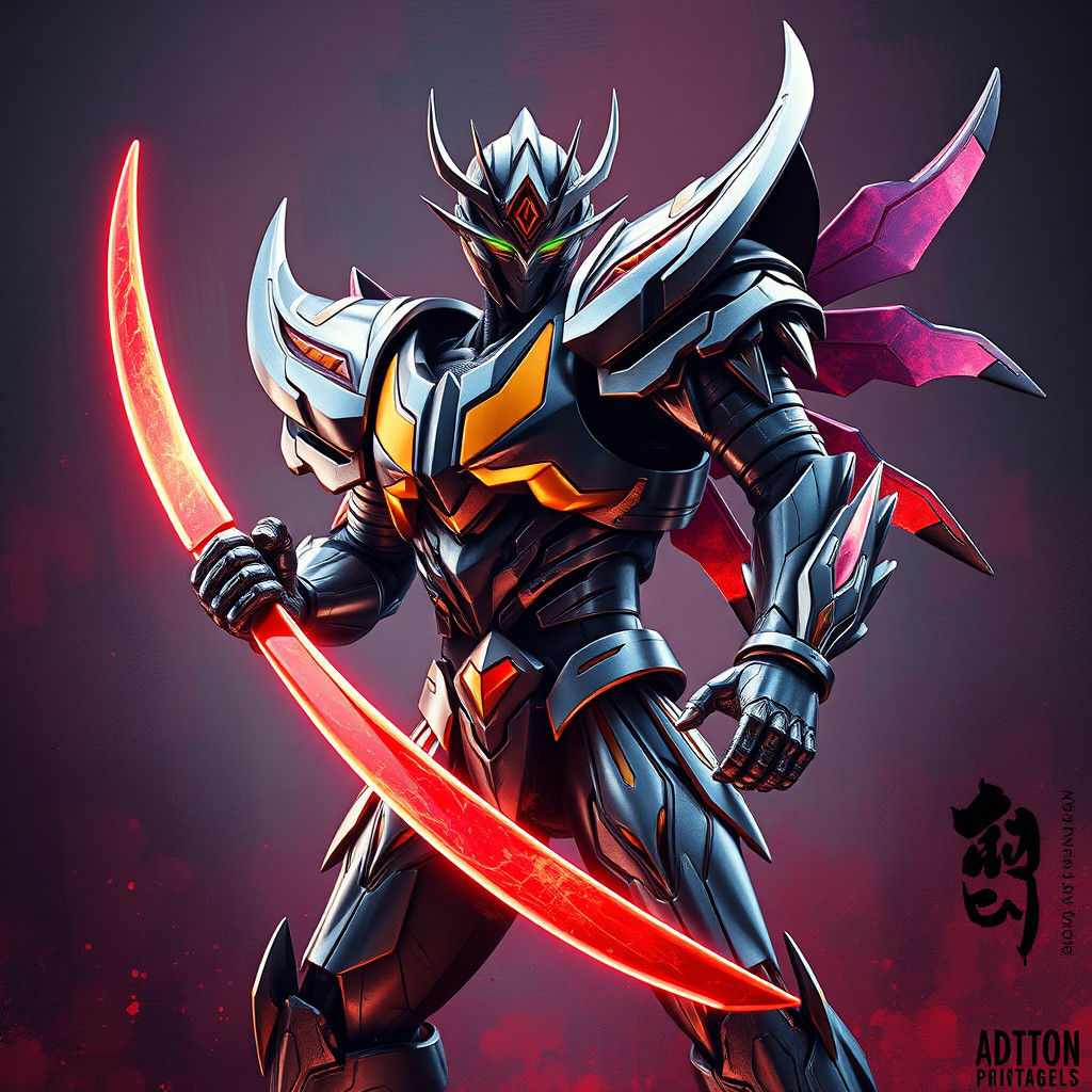 Metallic Armor Inspired by Mazinger Z in Dark Fantasy Style