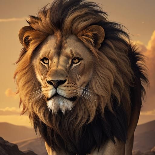 Majestic Lion God with Flowing Mane
