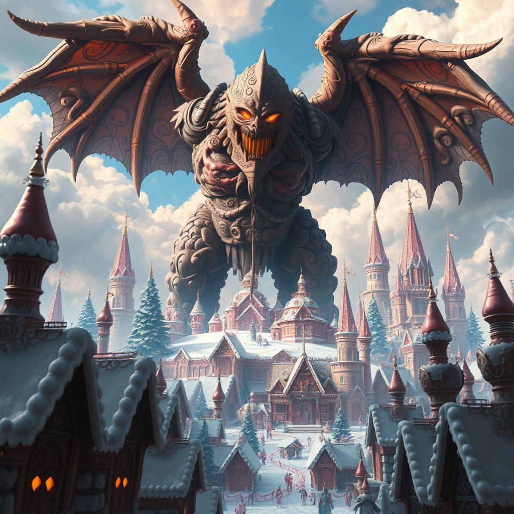 Chocolate Golem Guards Candy City, Matte Painting