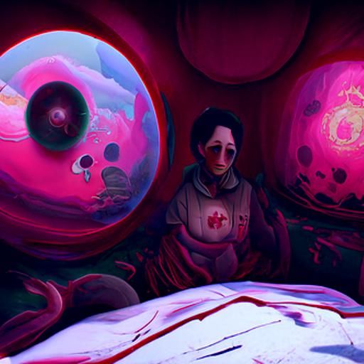 Tortured Nurse Portrait in Somber Horror Style