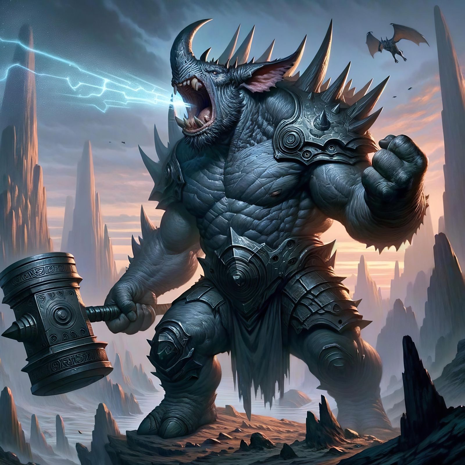 Gulgar Unleashes Sonic Pulse in Twilight Landscape