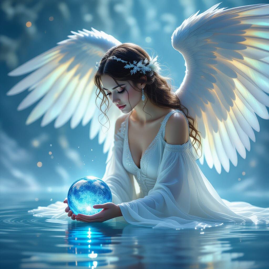 Celestial Being Reflects Earth: Dreamy Digital Art