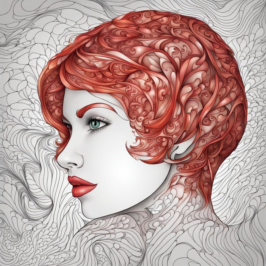 Woman with Red Hair: Abstract Vector Art