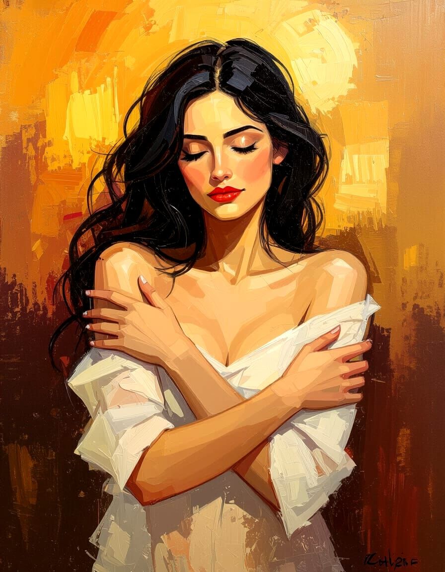 Expressionist Love in Impasto Oil Painting