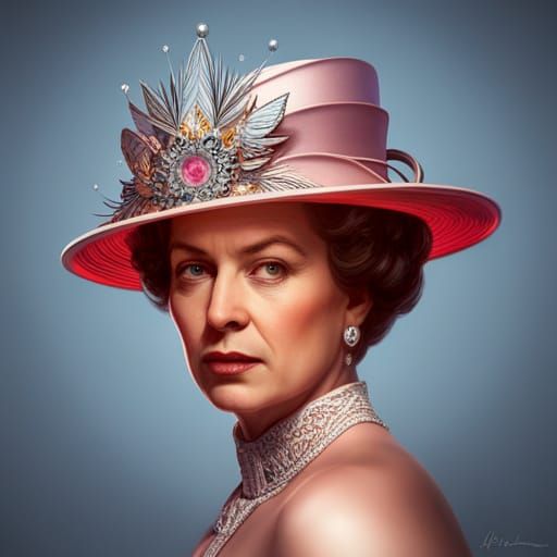 Queen Elizabeth II Portrait in Hyperdetailed Style