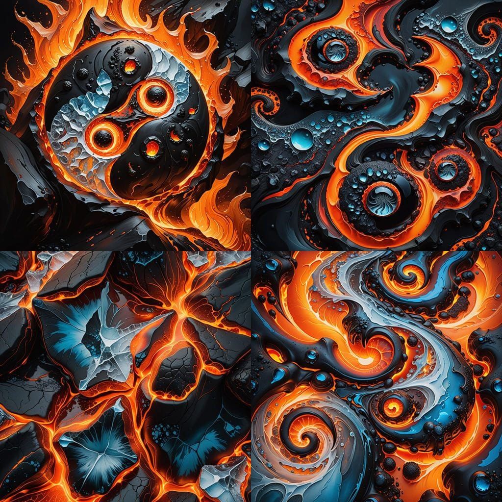 Lava and Ice Yin Yang Symbol