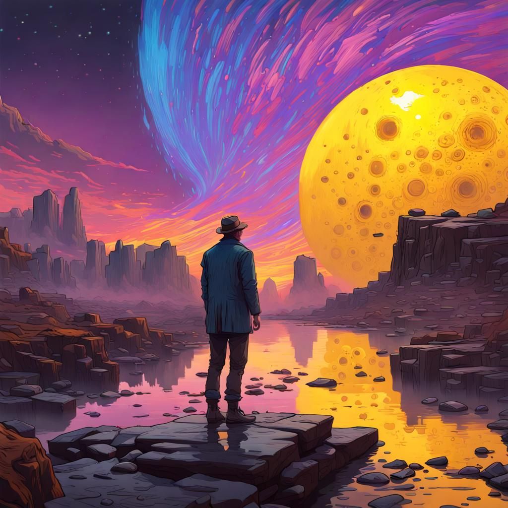 Surreal Black Hole Digital Illustration in Pop Art Style