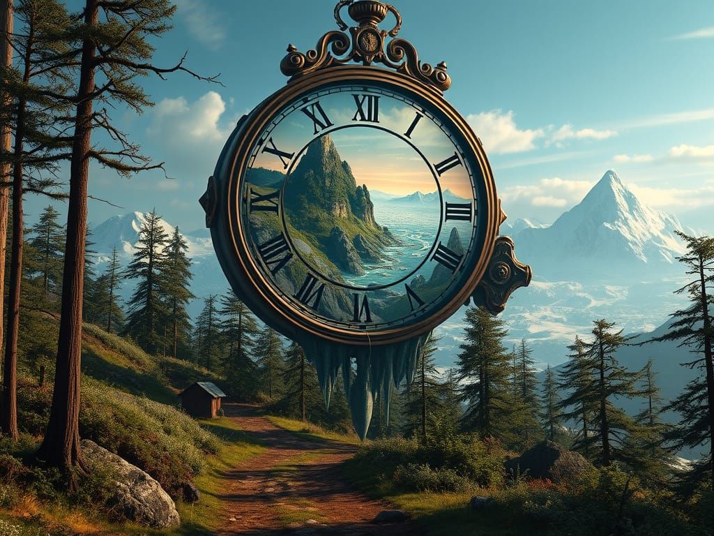 Surreal Clockwork Landscape in Detailed Matte Painting Style