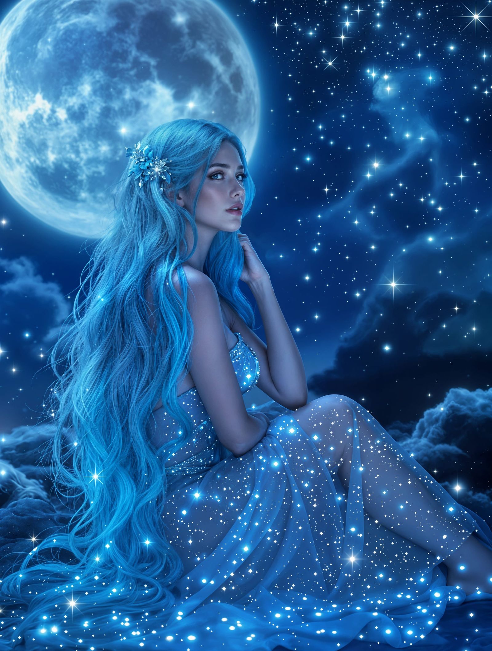 Ethereal Woman Lost in Enchanted Night