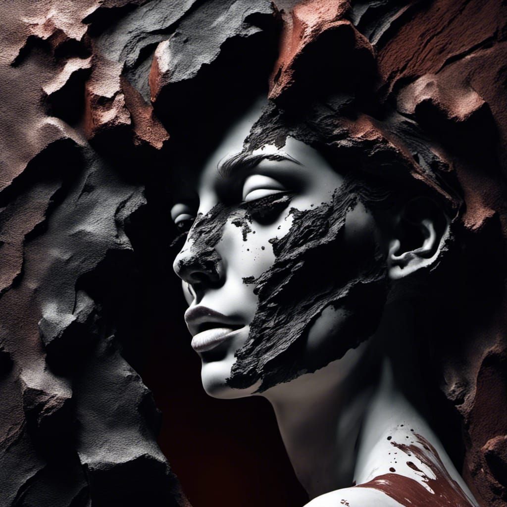 Screaming Face Vanishing in Wall: Hyperrealistic Image