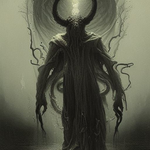 Eerie Faceless Demon in Firelight: A Dark Fantasy