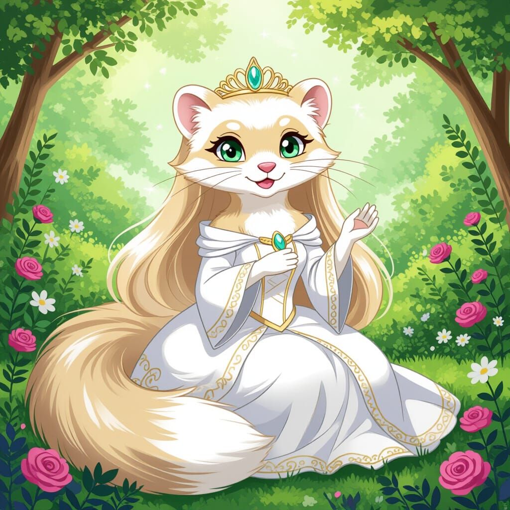 Anime Style Anthropomorphic Ferret Princess