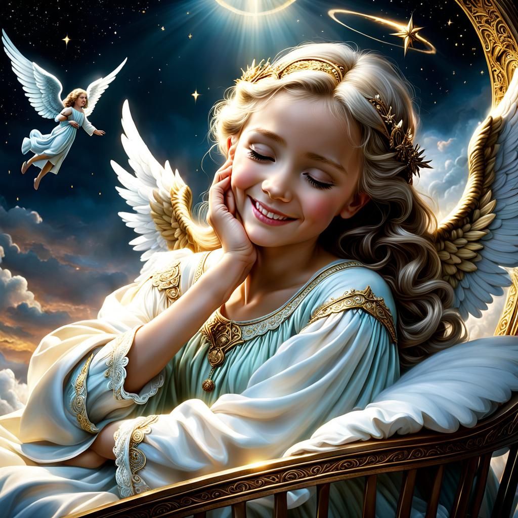 Guardian Angel Watching Over Sleeping Child