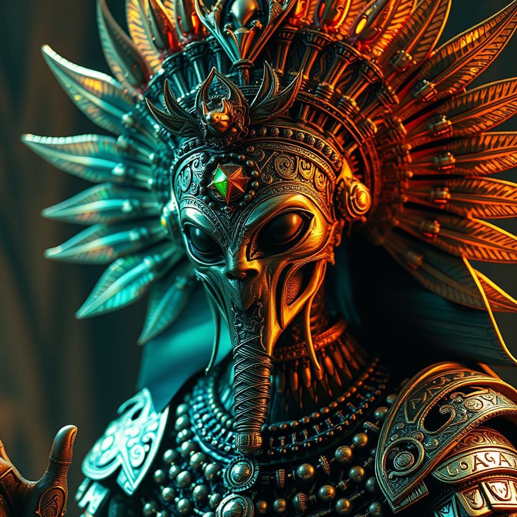Alien Pharaoh Shaman in Surreal Fantasy Style