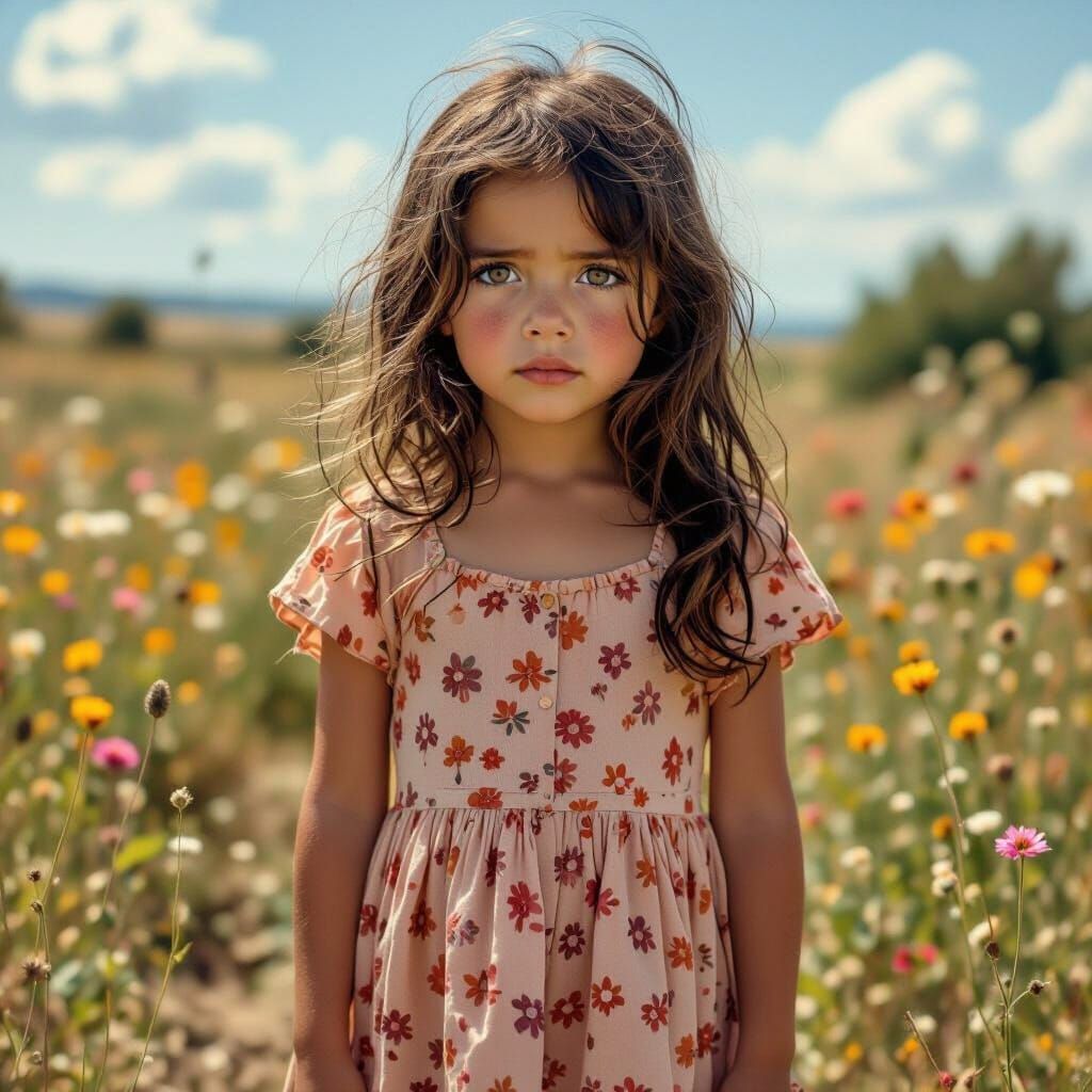 Expressive Portrait of a Girl in Field, Expressive Style