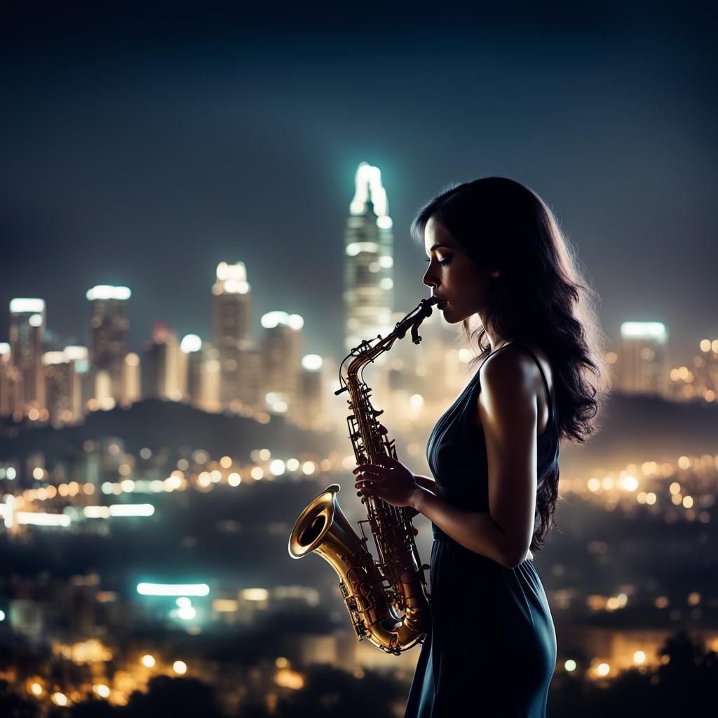 Saxophone Silhouette: Night in Cali, Colombia