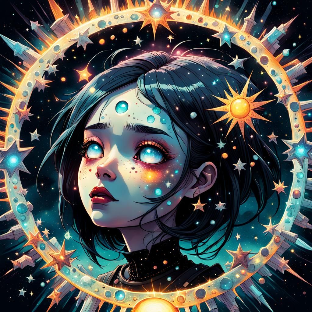 Ethereal Gothic Goddess in Celestial Realism