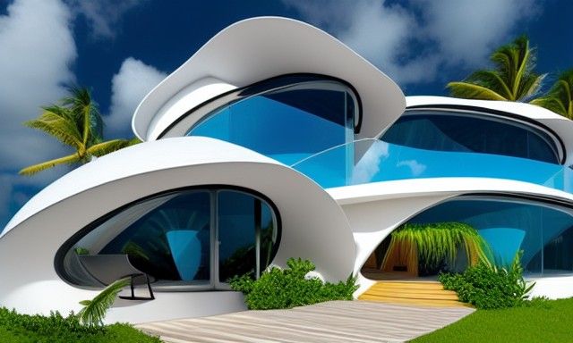 Futuristic Caribbean Beachfront Villa with Organic Design