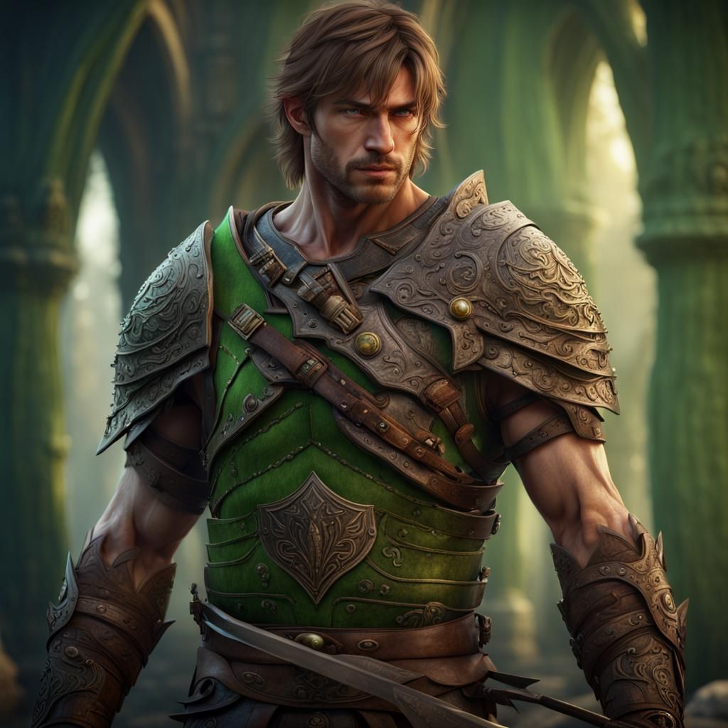 Human Warrior Portrait in Detailed Matte Painting Style