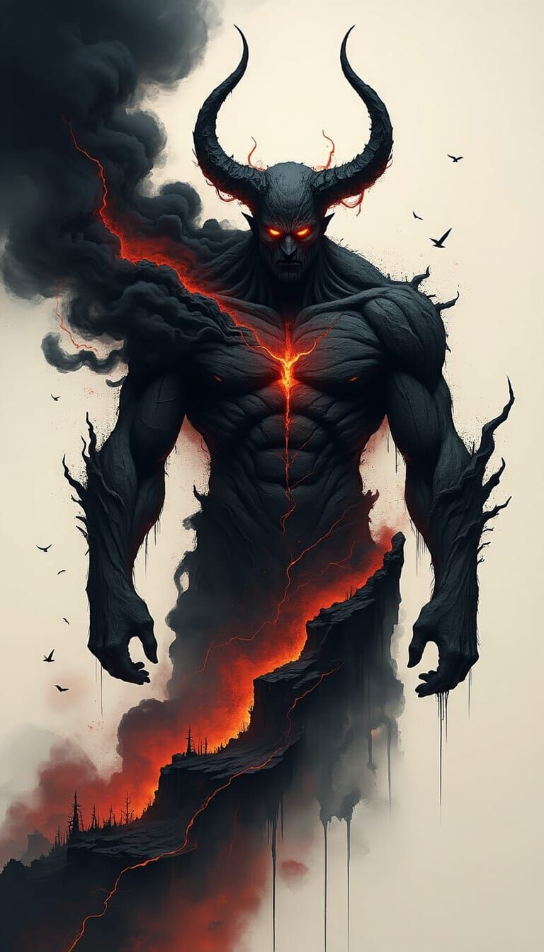 Colossal Stone Titan in Fluid Alcohol Ink Style