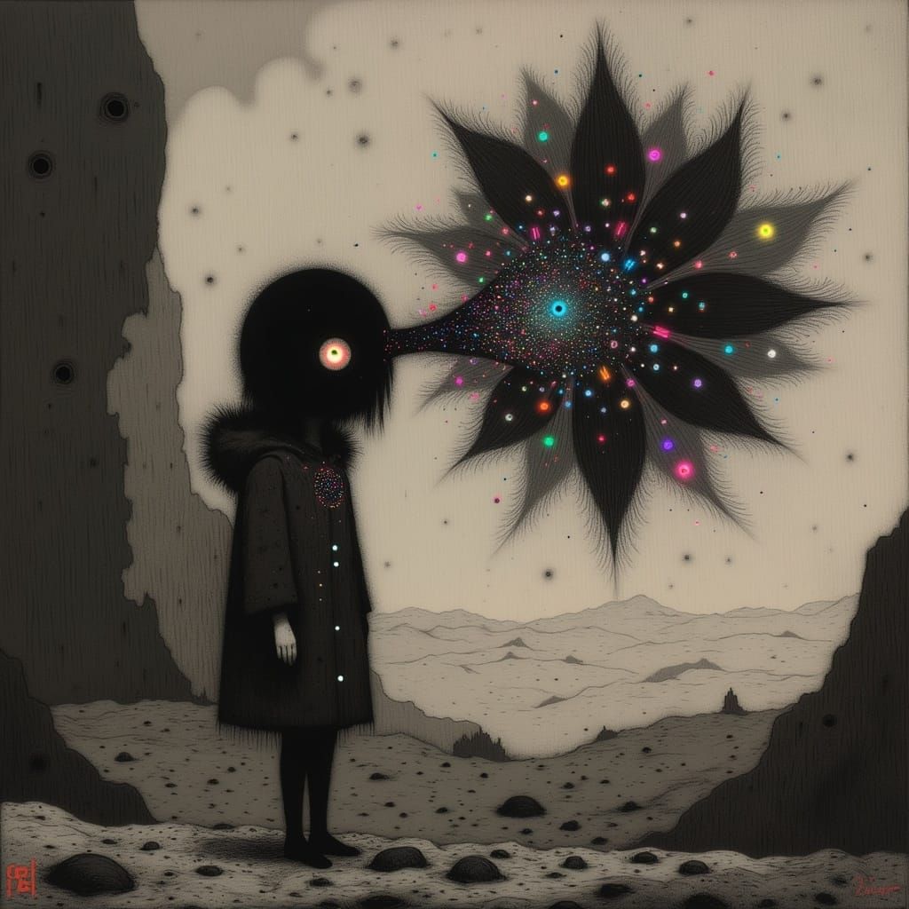 Electron's Quest: A Dark Conceptual Art Piece