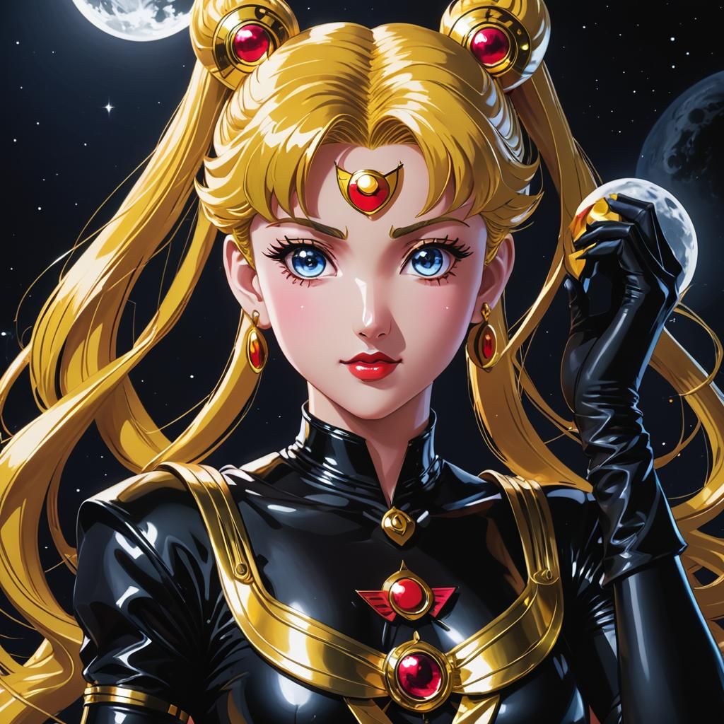 Sailor Moon in Black Latex: Anime Manga Scan