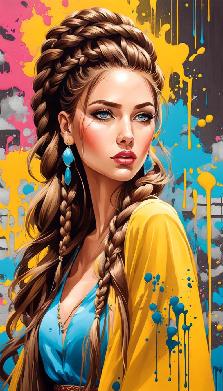 Woman in Yellow Dress Graffiti Art