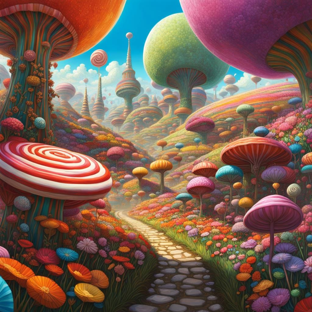 Willy Wonka's Candy Land: A Hyperdetailed Fantasy