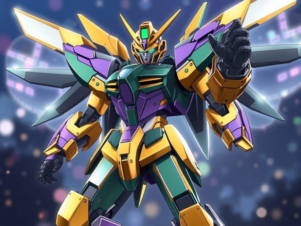 Anime Mecha Robot in Triumphant Pose