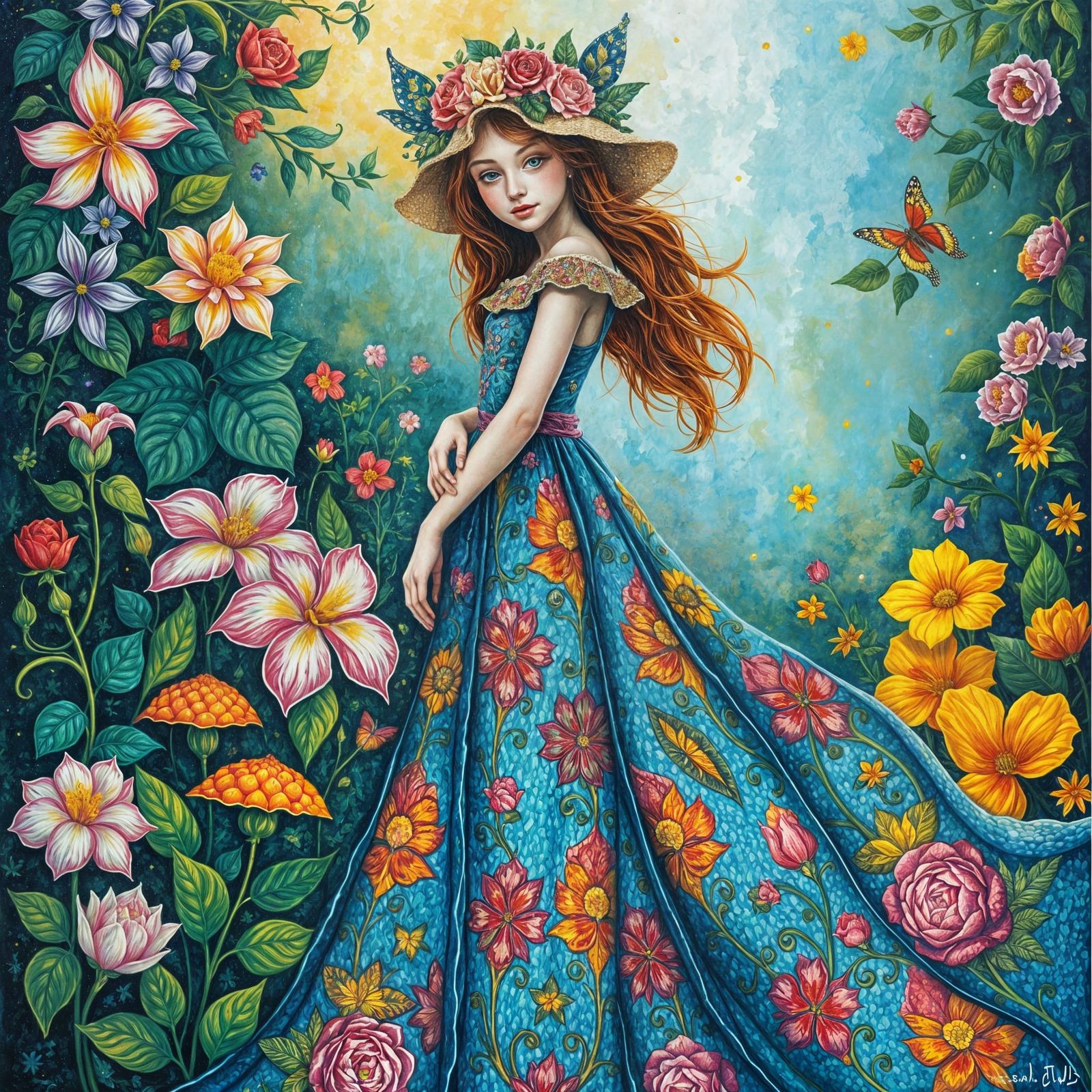 Ethereal Girl in Pointillism Impasto Style