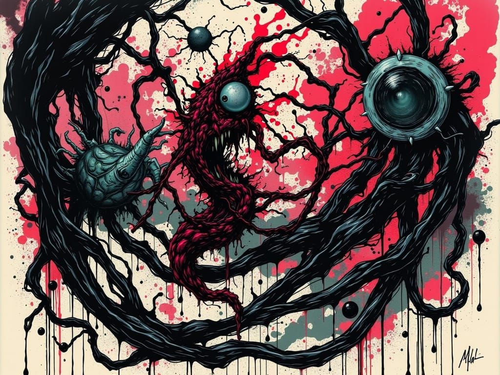 1950s Movie Poster: Mutant Sea Creature Attack