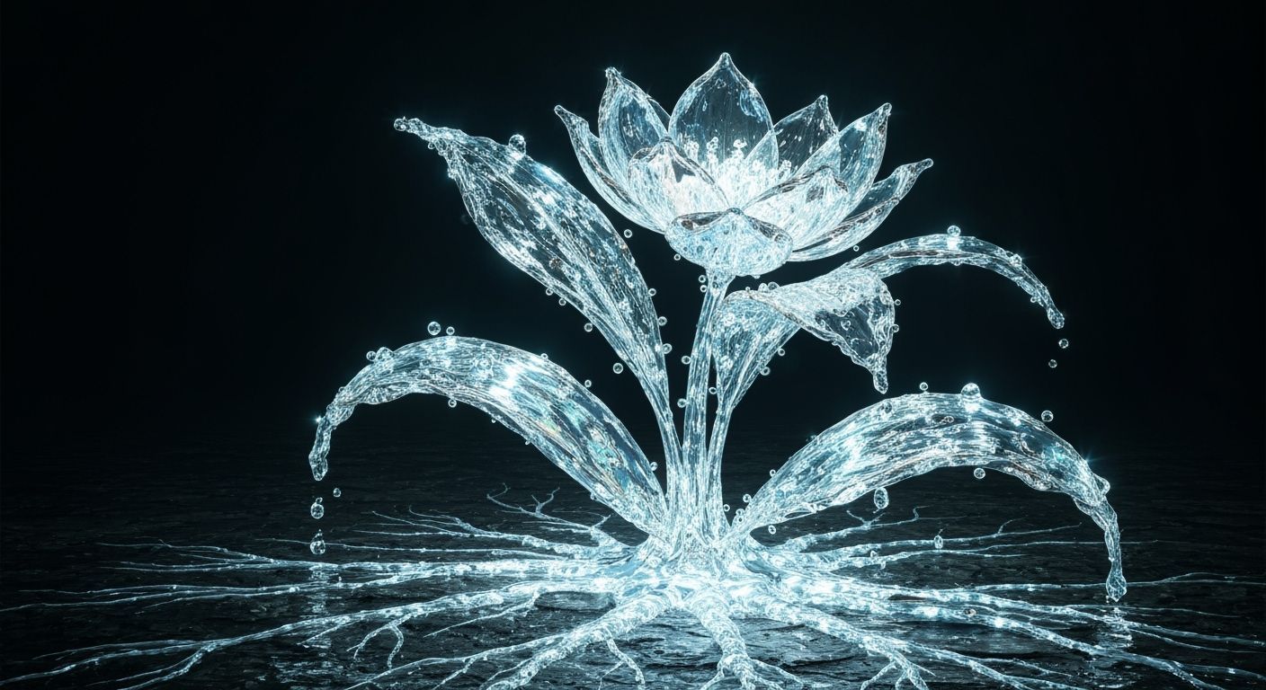 Surreal Water Plant Illustration with Fluid Details