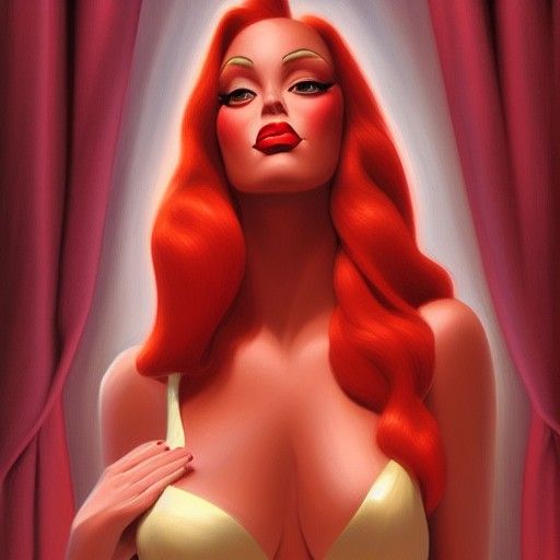 Detailed Digital Painting of Jessica Rabbit