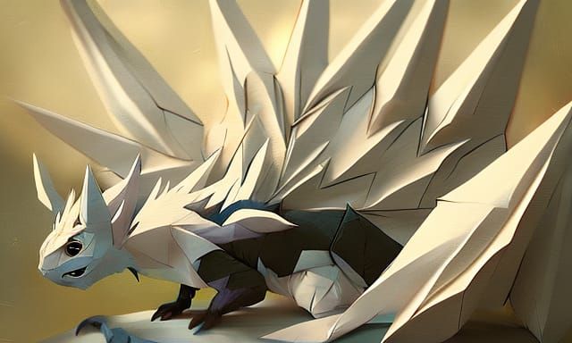 Origami Dragon on Starry Beach