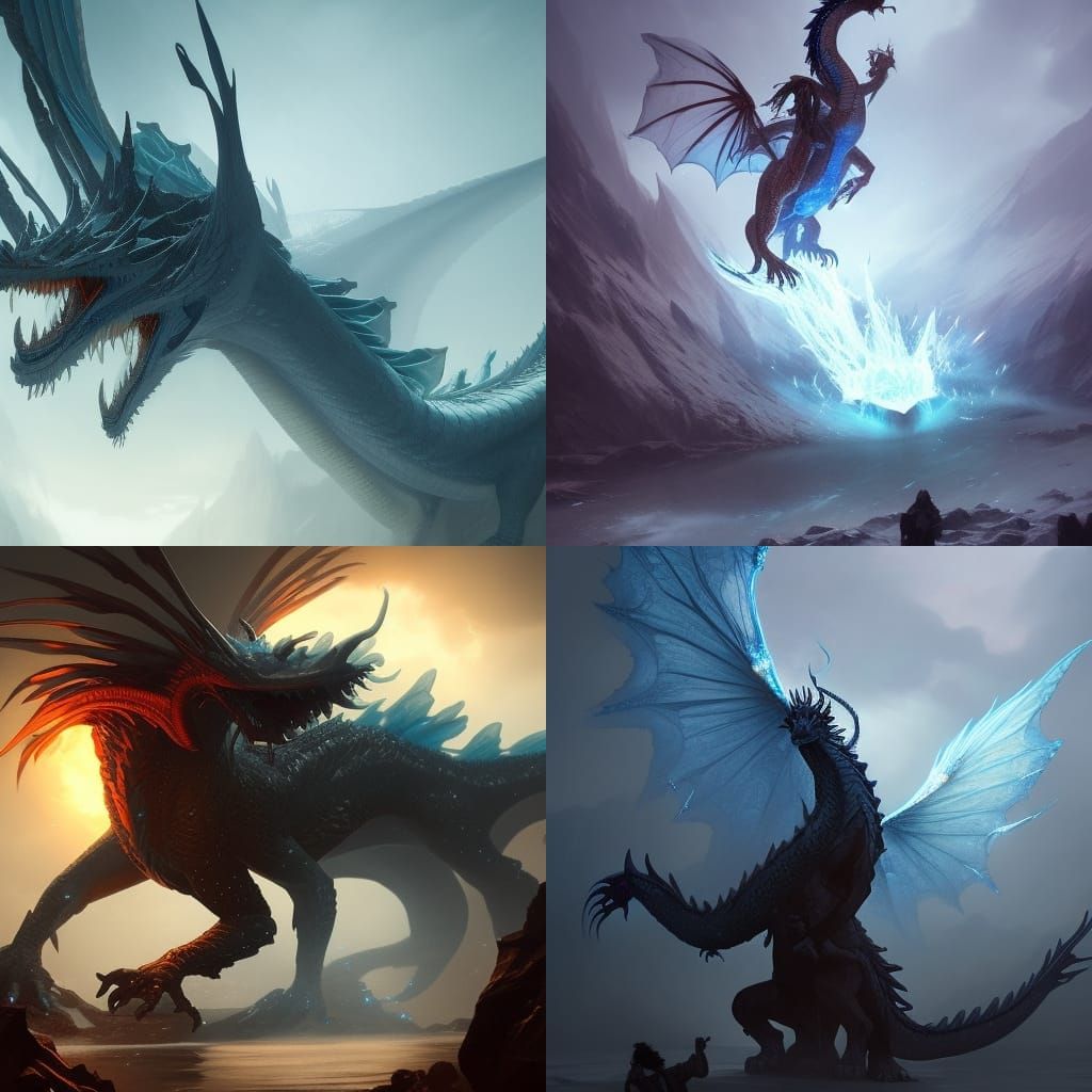 Icy Dragon Artwork in Dark Fantasy Style