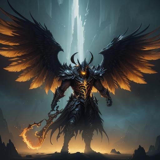 Golden Demon in Misty Realm: Fantasy Concept Art