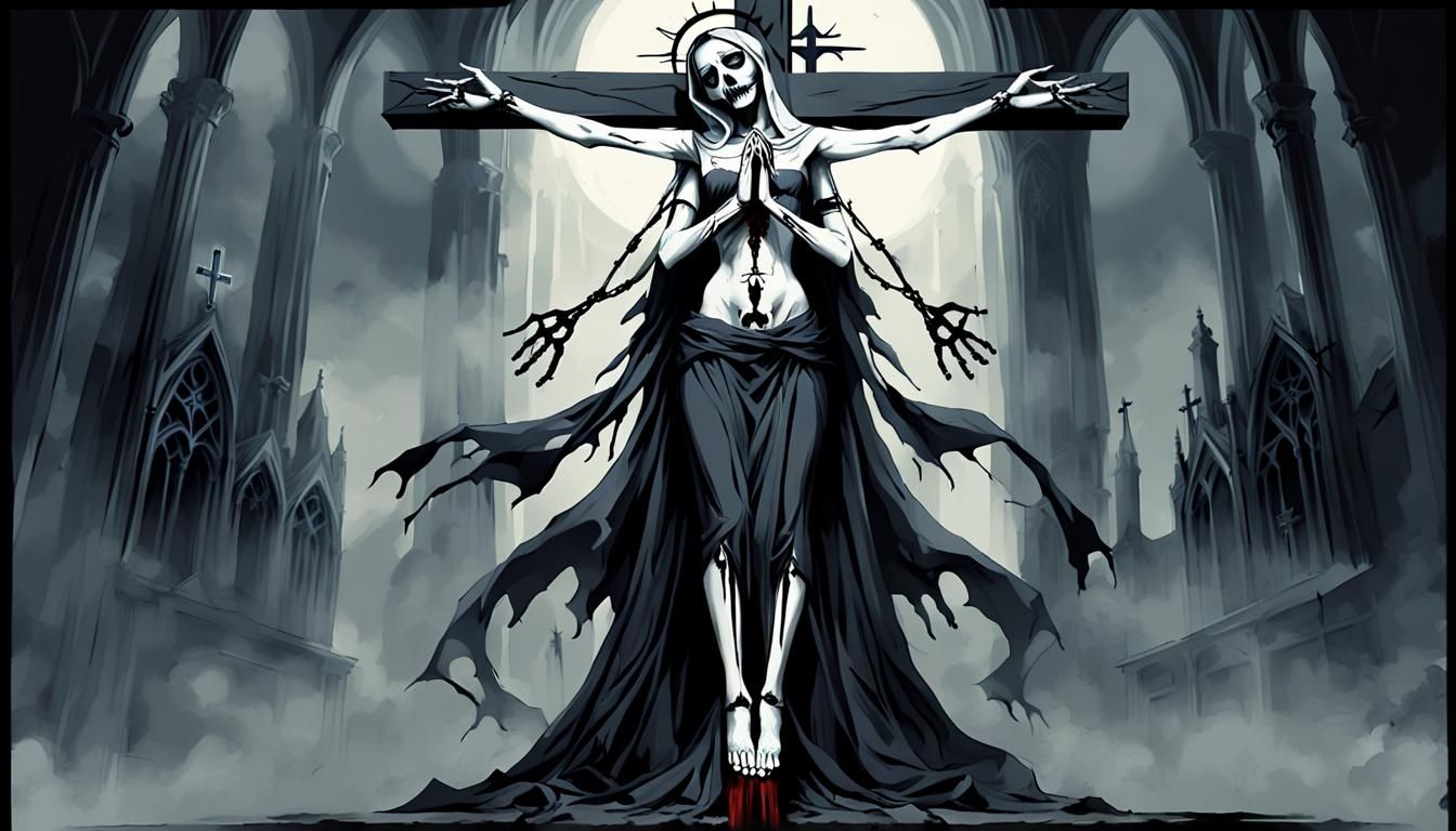 Gothic Virgin Mary with Skull Face Paint