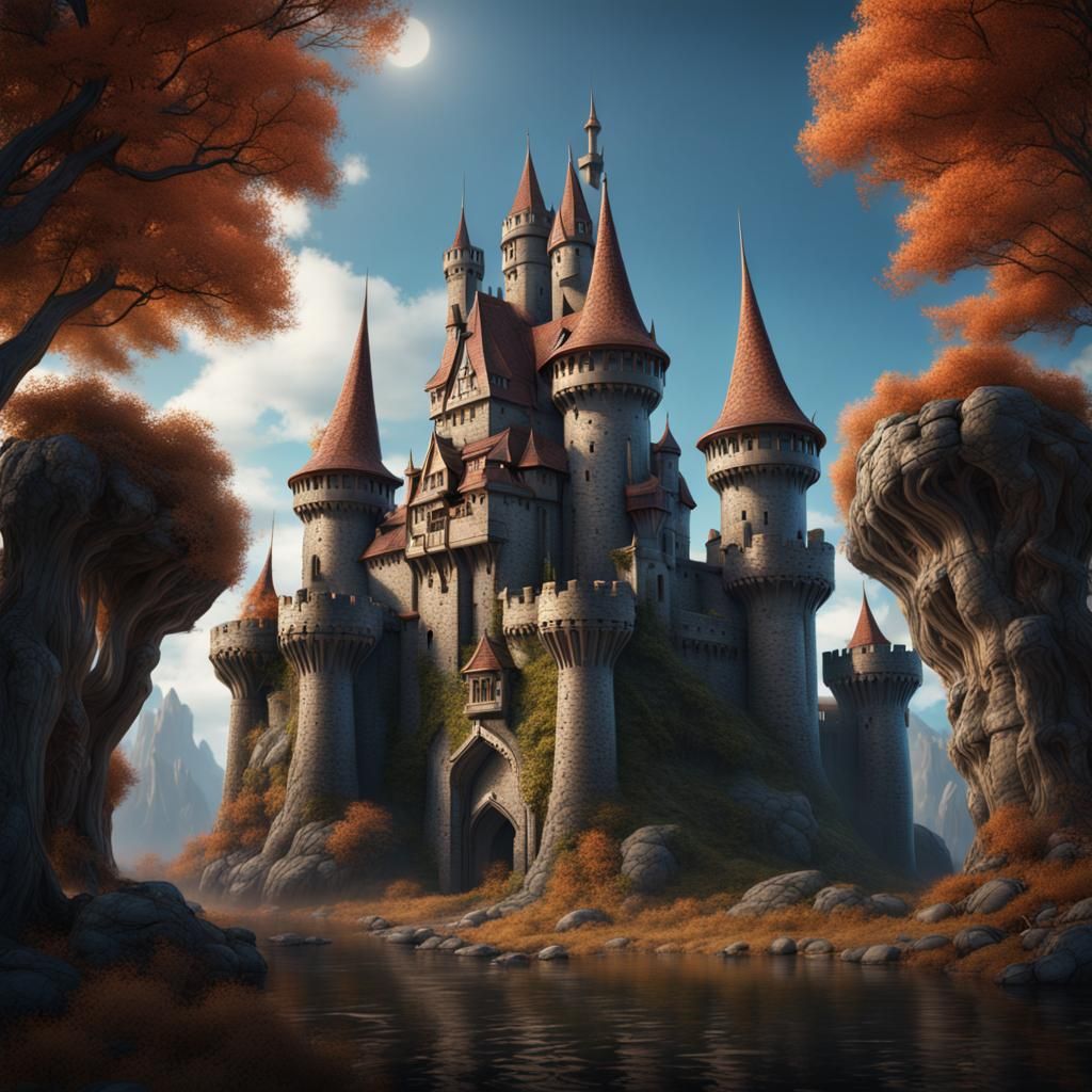 Fantastical Castle with Giant Arms: Detailed Matte Painting