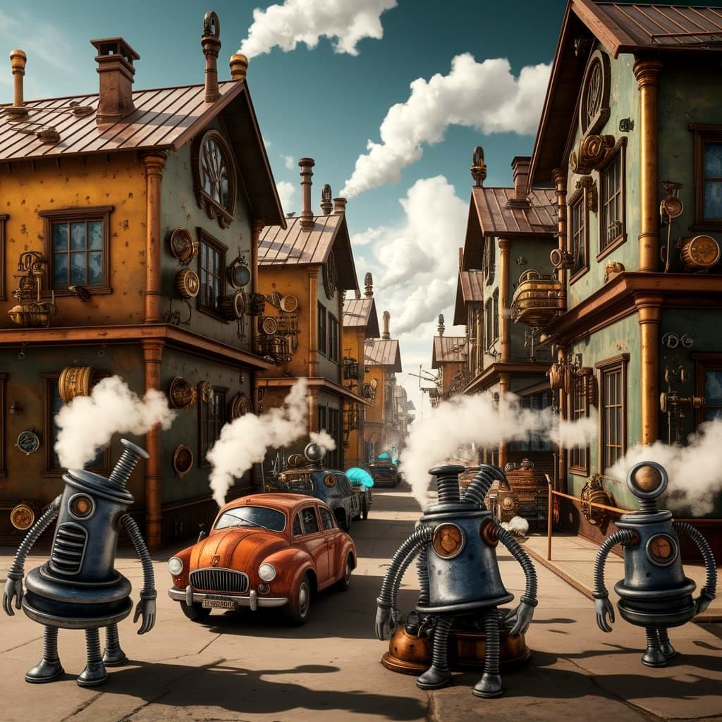Anthropomorphic Fasteners in Steampunk City