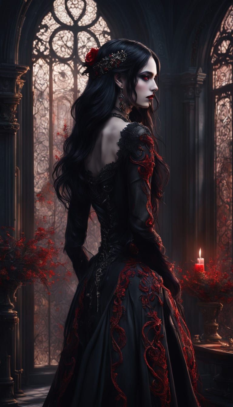 Two Enchanting Gothic Siblings in Dark Neon Fantasy