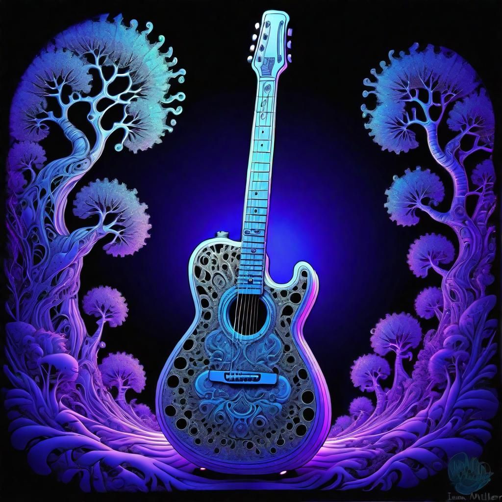 Black Light Fractal Guitar Fantasy Art