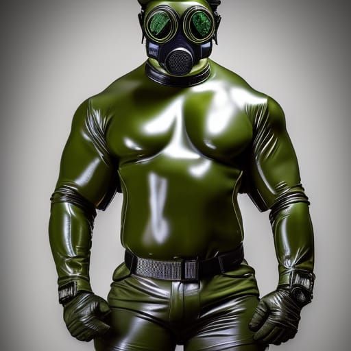 Hyperrealistic Military Latex Figure with Gas Mask