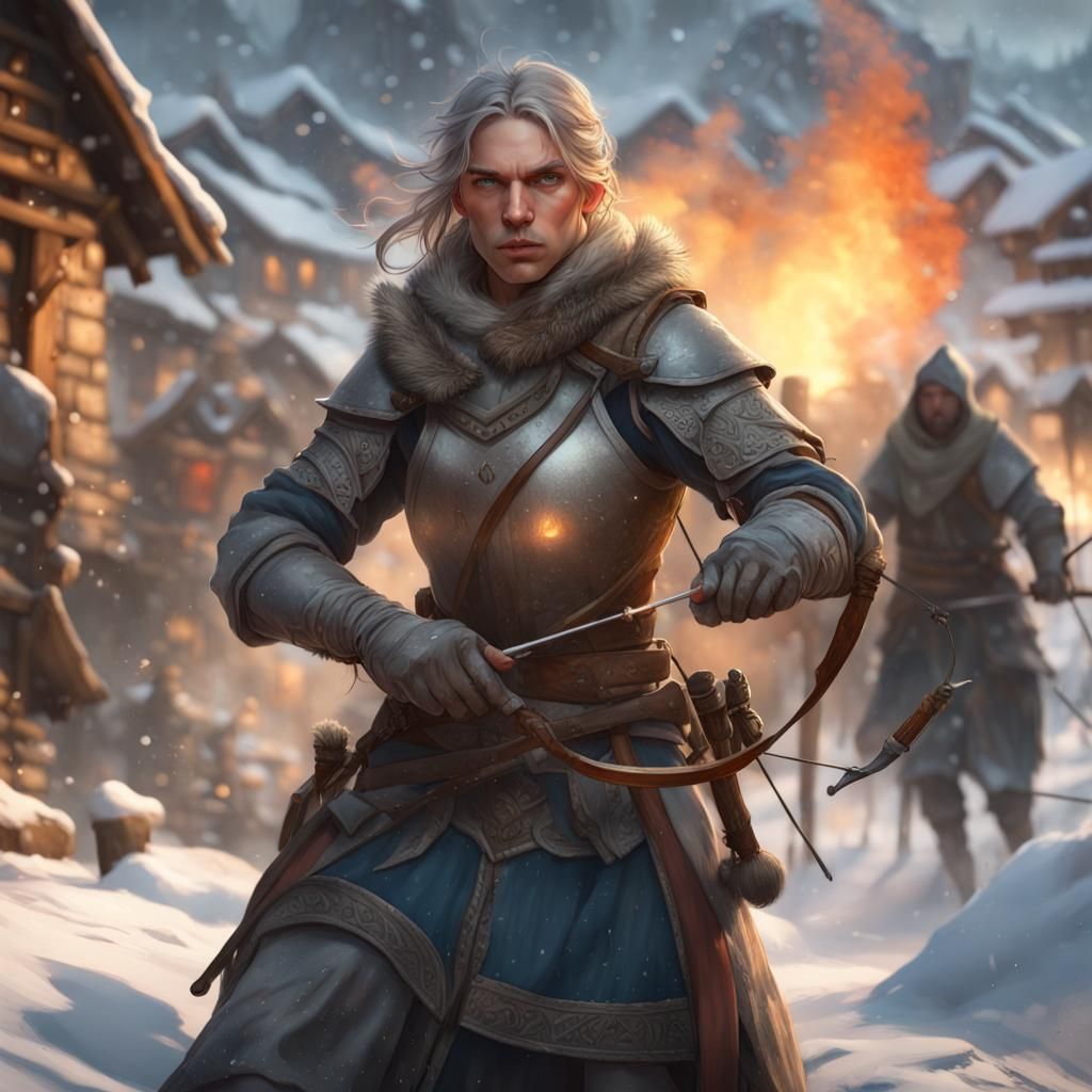 Medieval Village Under Attack: Hyperdetailed Concept Art