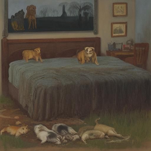 Animals Sleeping: Surreal Dreamscape, Rothko Style