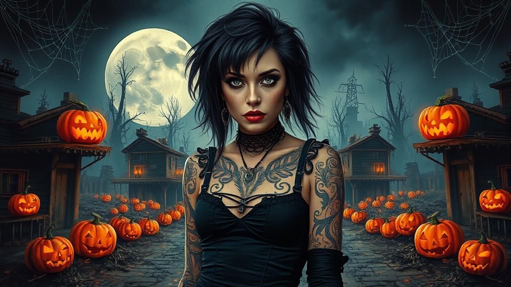 Punk Rock Woman in Gothic Sci-Fi Halloween