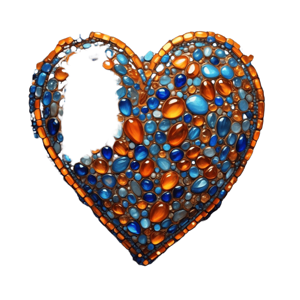Mosaic Heart with Orange Stones: Detailed Matte Painting