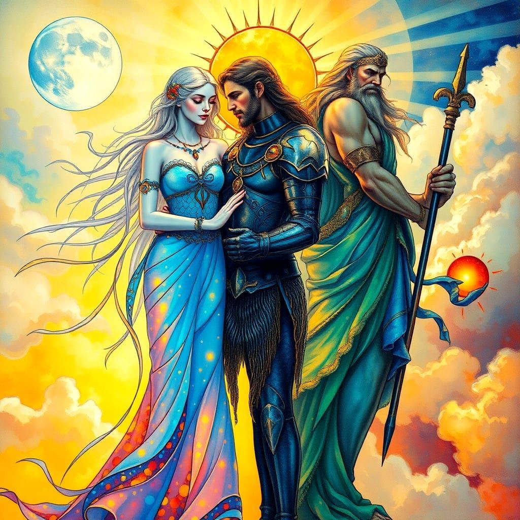 deutsch und griechisch - Die Ehe und das, woran man so glaubt - Freya gehörte zu Freyr und Frigg, Mond gehörte zu Sonne,...