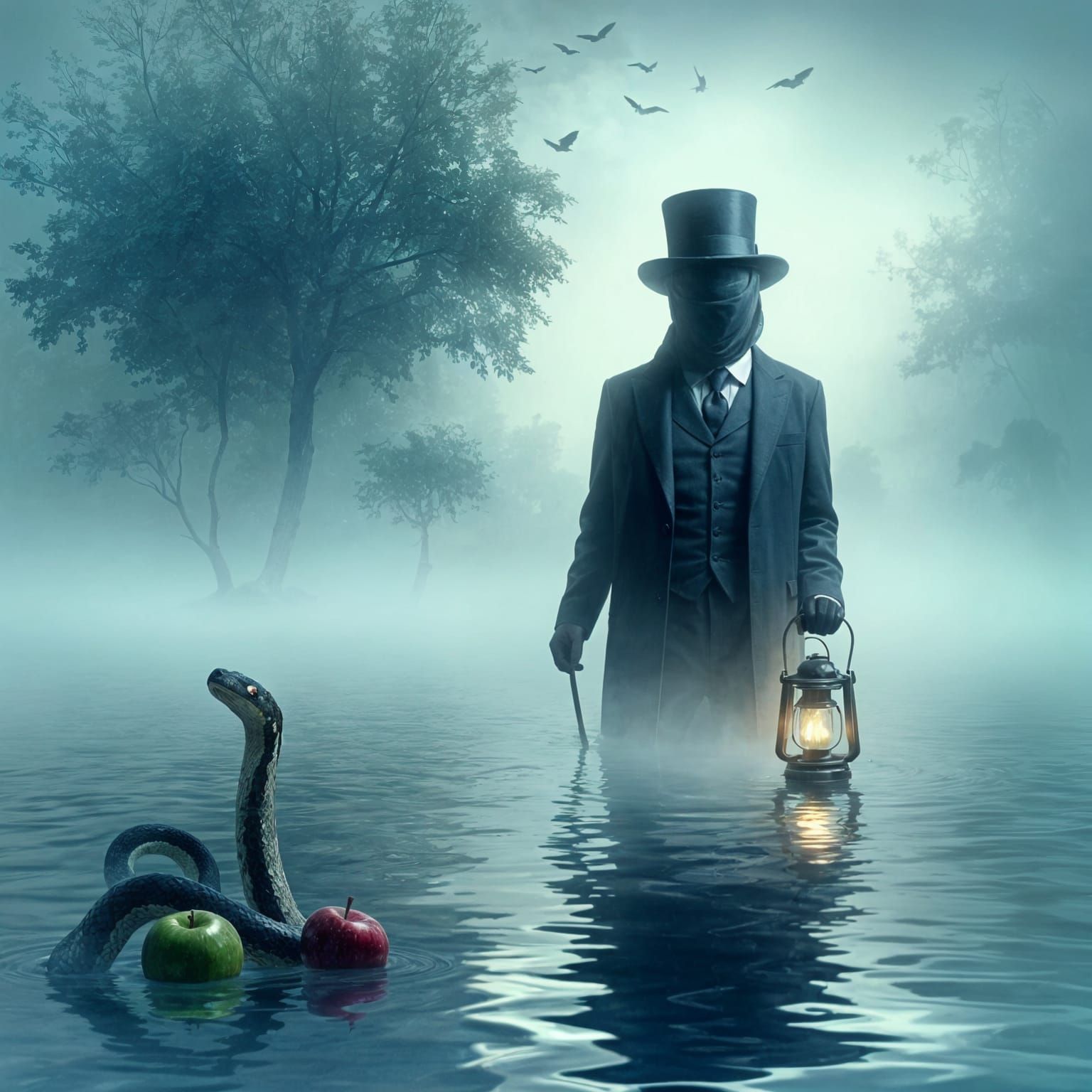 Phantom Gentleman Emerges from Misty Lake