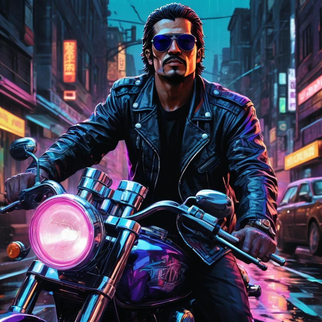 Mafia Yokie Rides at Night: Comic Book Style