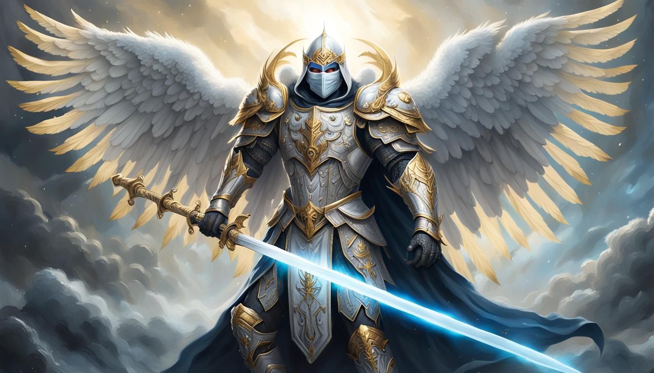 Dark Fantasy Angel Warrior in Medieval Armor